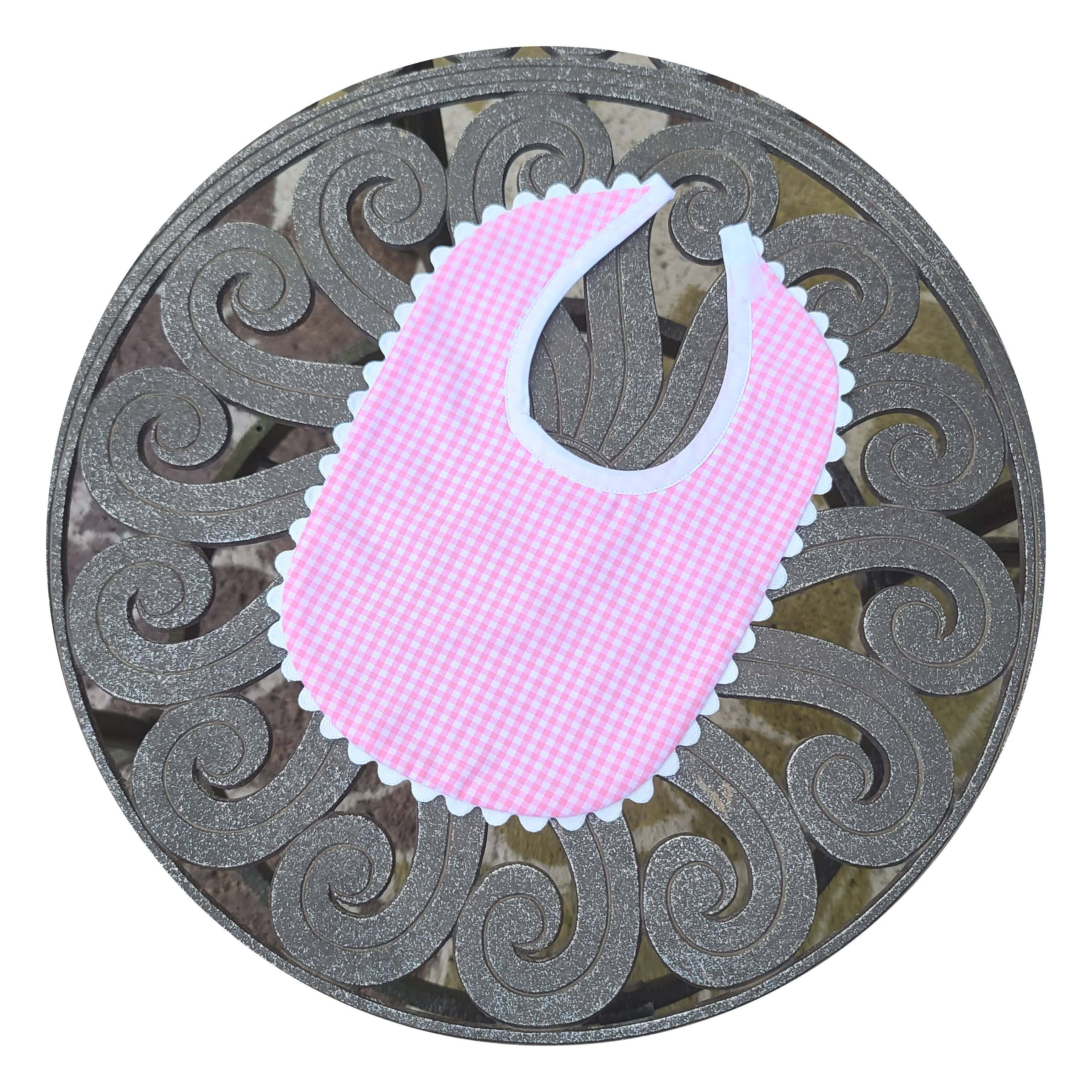 THE ROYALTY COLLECTION - Wholesale Bib - Baby - Gingham Baby Bib With Ric Rac14