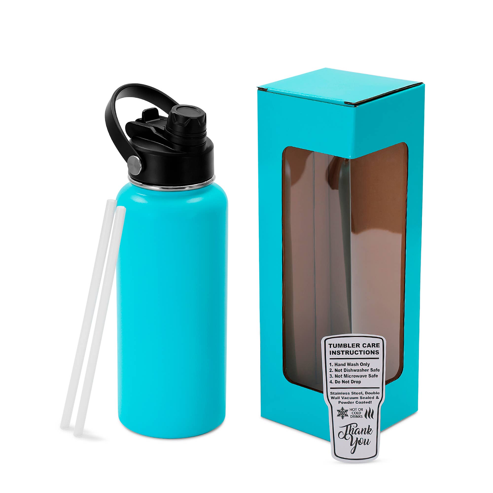 MakerFlo - Wholesale Water Bottle - Makerflo 32 oz Hydro Powder Coated Water Bottle, 2-in-1 Lid10