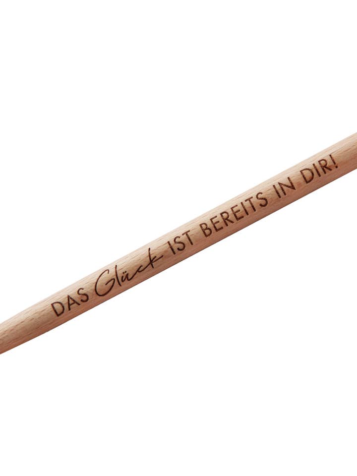 Beechwood ballpoint pen “Happiness is already in you!” for wholesale by Das Glücksperiment