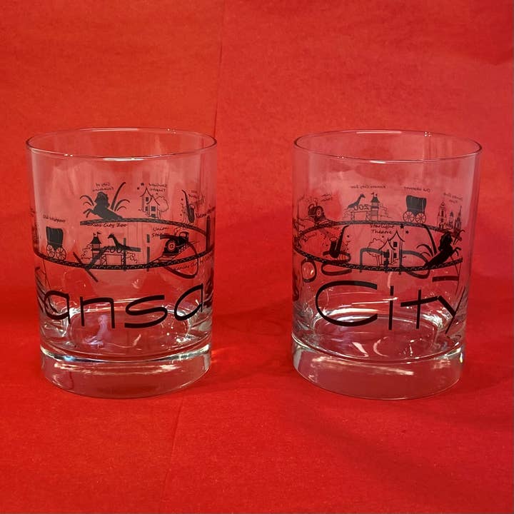 CityStrip on the Rocks Whiskey Glass-Kansas City for wholesale by Avery Postcards and Gifts