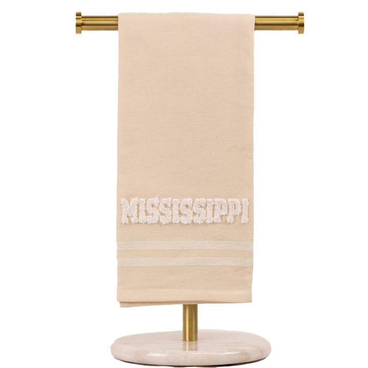 The Royal Standard - Wholesale Hand Towel - Mississippi Embroidery Hand Towel Oat/Soft White 20x28