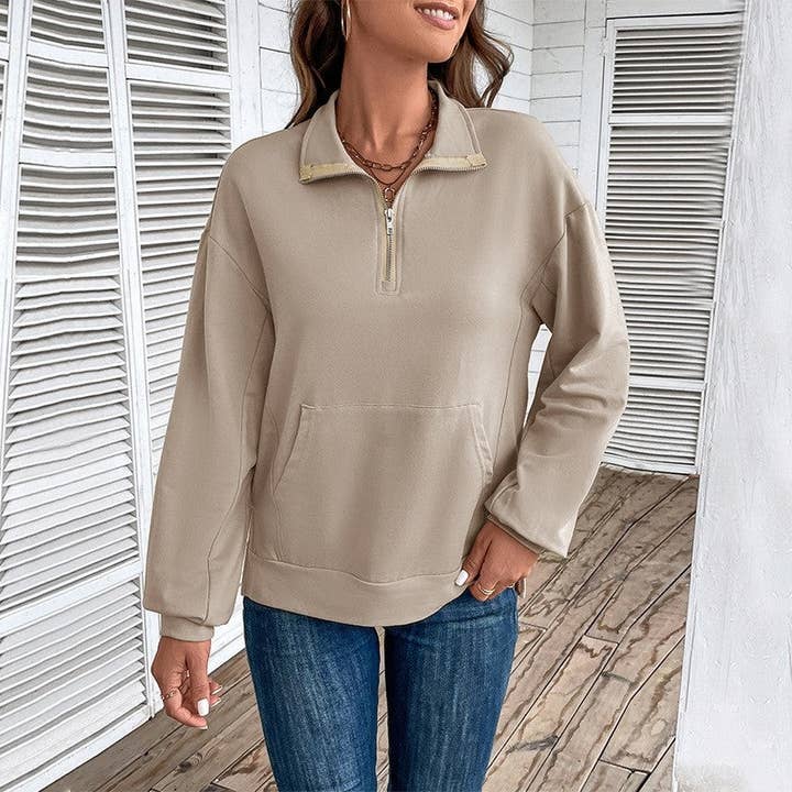 Camisola Casual de Fecho com Gola e Corte Largo por atacado de UZ Wholesale Store