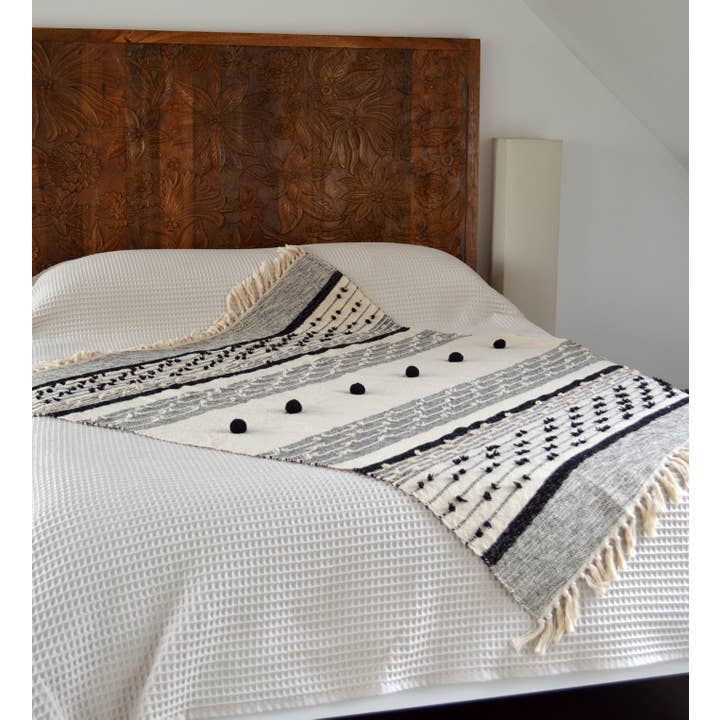 Allure Bath Fashions – Engroshandel Tæppe – Nina Bobble Boho Plaid - Skandi Monokrom Tekstureret Tæppe
