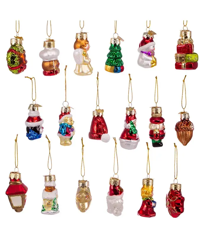 Kurt S. Adler, Inc. - Wholesale Ornament set - Miniature Christmas Themed Glass Ornaments, 18-Piece1