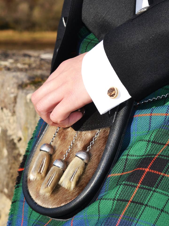 Gold-plated upcycled antler cufflinks for wholesale by J Boult Designs