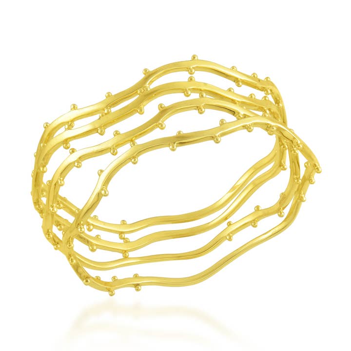 Wave Dotted Bangle (Gold Vermeil) for wholesale by Arvino