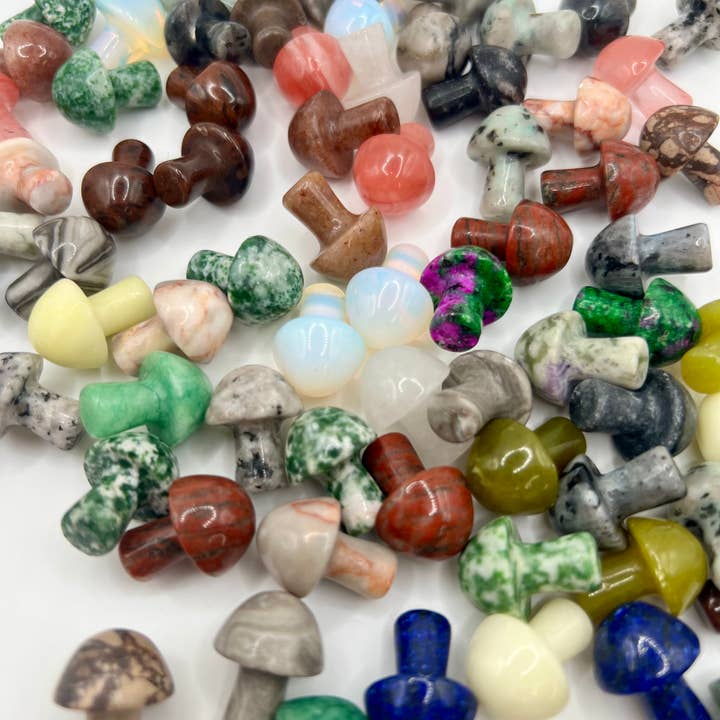 Oils and Auras - Wholesale Spiritual Stone/Crystal - Crystal Mushroom Carving - Mini Crystal Mushroom Assorted