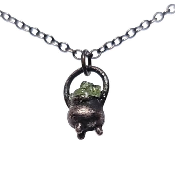 The Wacky Wanderers - Wholesale Pendant/Charm Necklace - Tiny Copper Cauldron Pendant with Peridot
