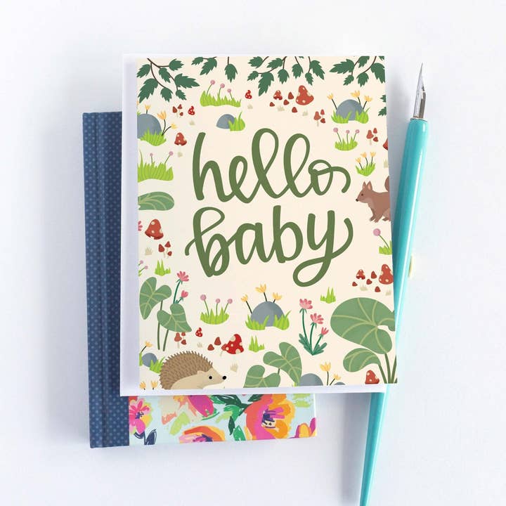 Pedaller Designs - Wholesale Baby Card - Hello Baby Woodland Forest Baby Shower Card3