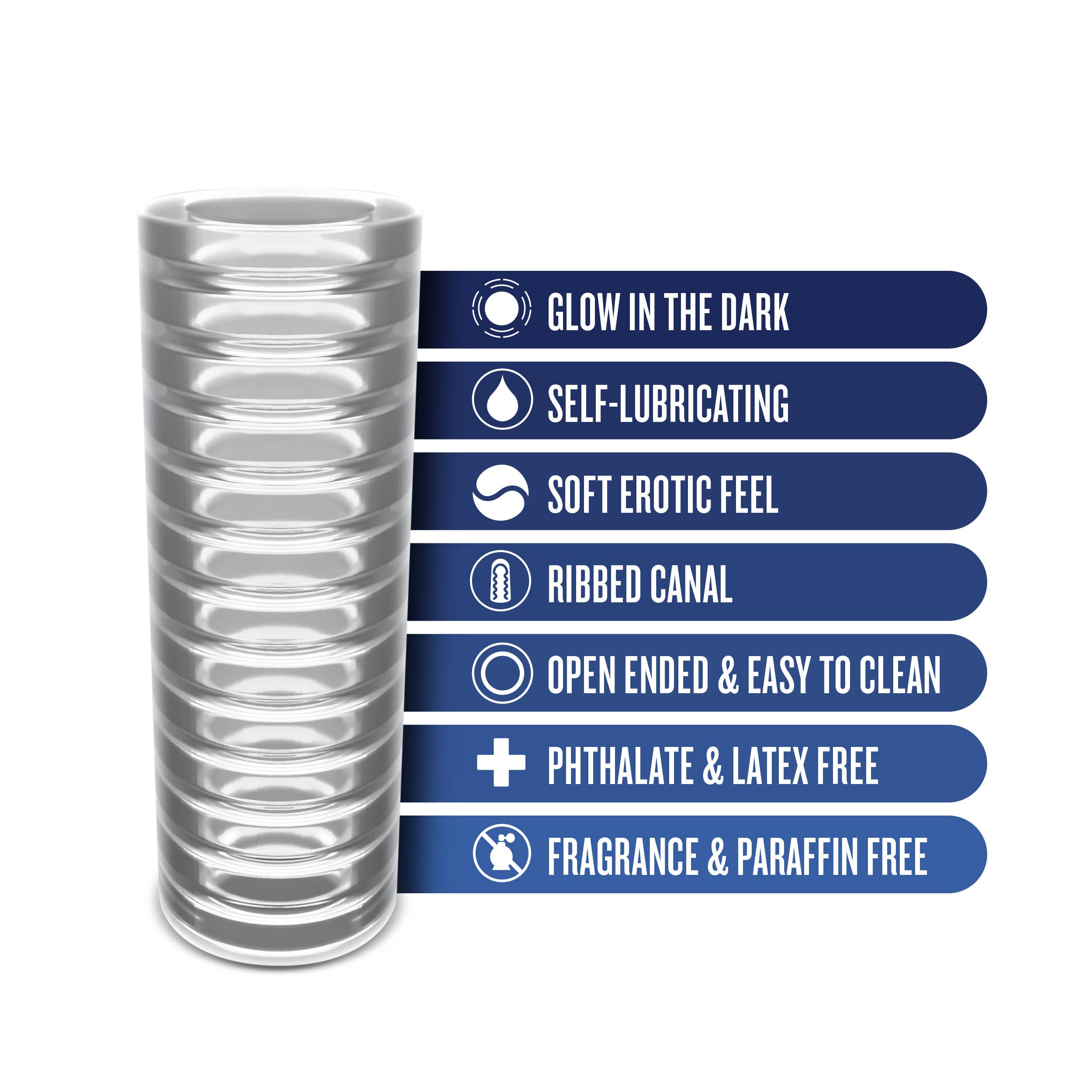 Blush - Wholesale Sex Toy - Rize - Ribz - Glow in the Dark Self-Lubricating Stroker1