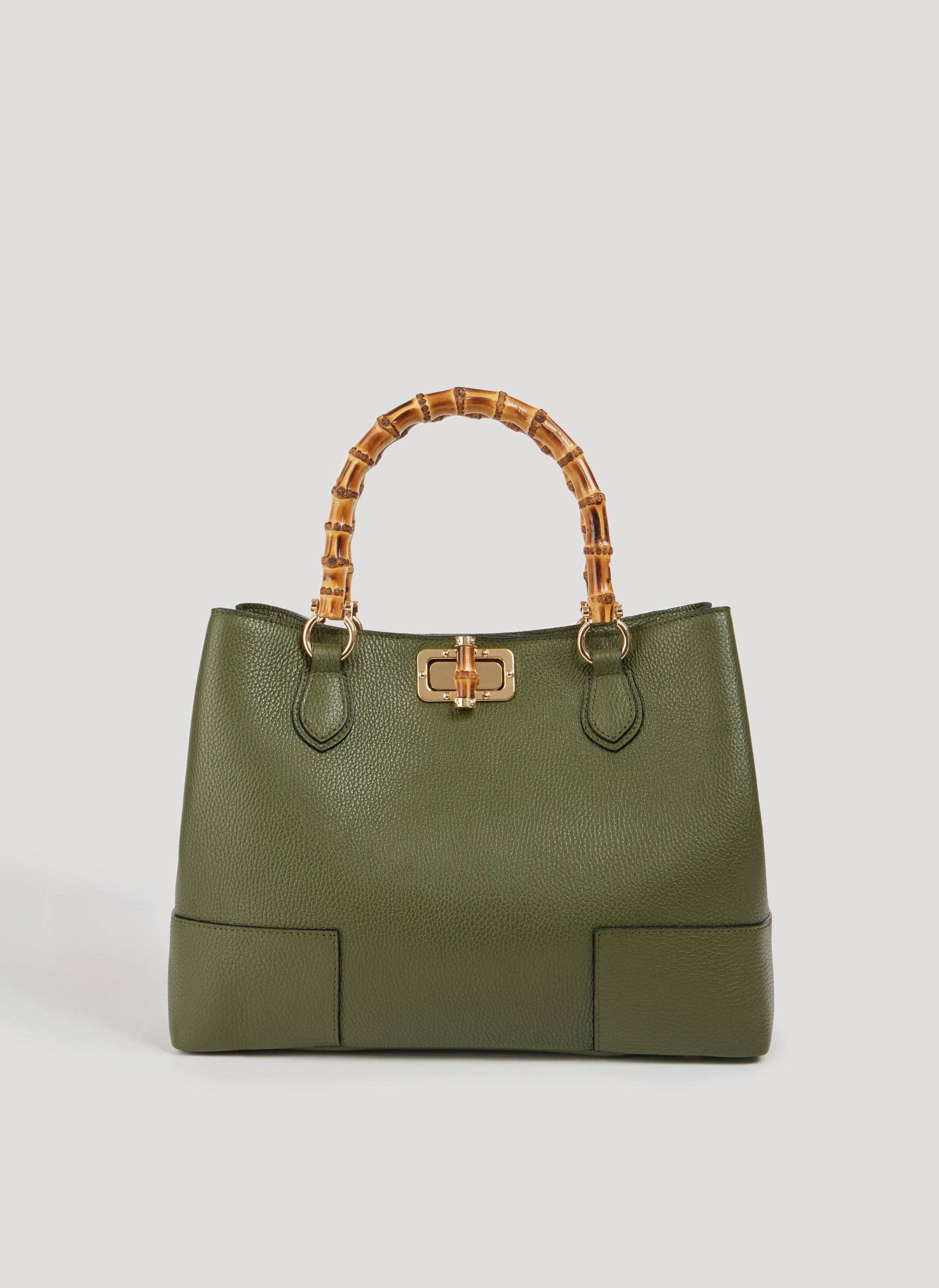Voemièn - Wholesale Top Handle Bag - Women's - Bamboo Babe Bag in Military Green Dollar Leather