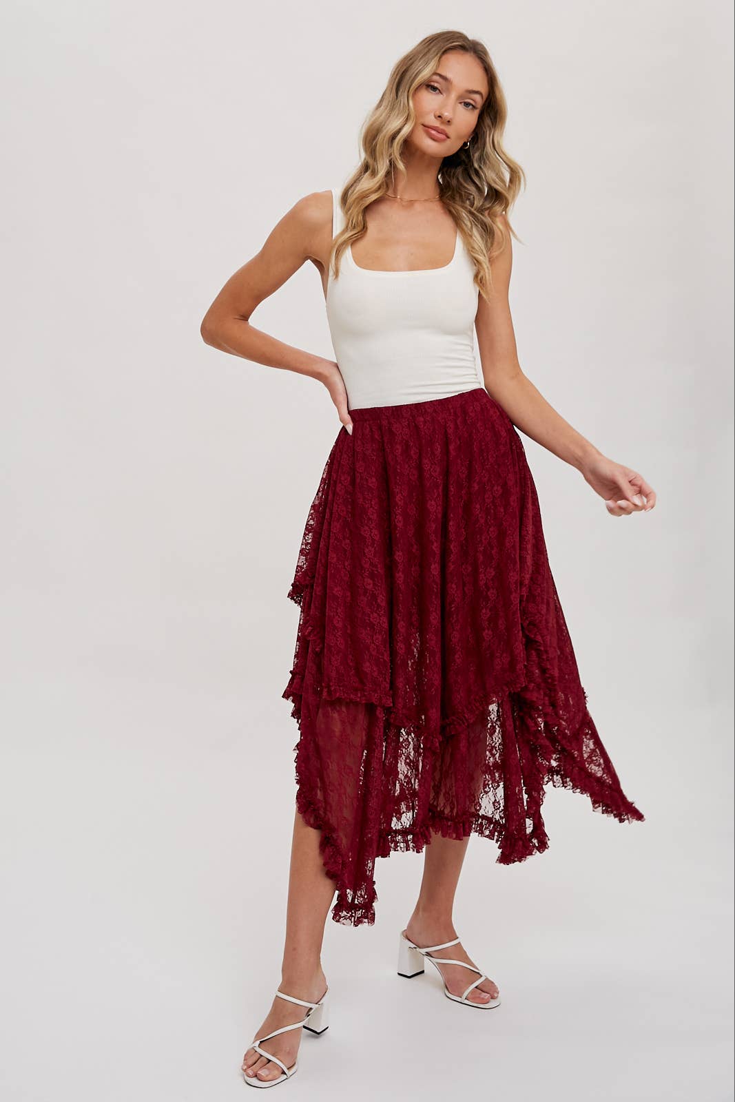 Bluivy – Großhandel Rock – Damen – MIDIROCK MIT SPITZENBÄNDERN46