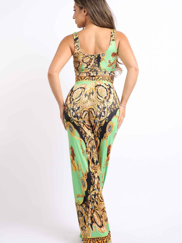 Printed Crop Top And Pants Set for wholesale by Ambi Design