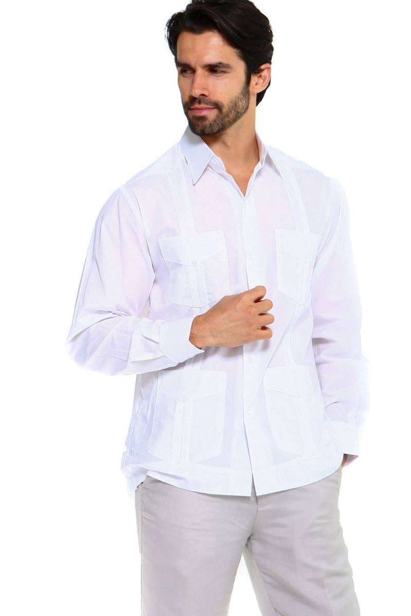 MOJITO COLLECTION – wholesale Buttoned-down shirt – Men's – Mojito Men's Plus Size Guayabera Shirt Classic Poly Cotton Long Sleeve 3X-8X4