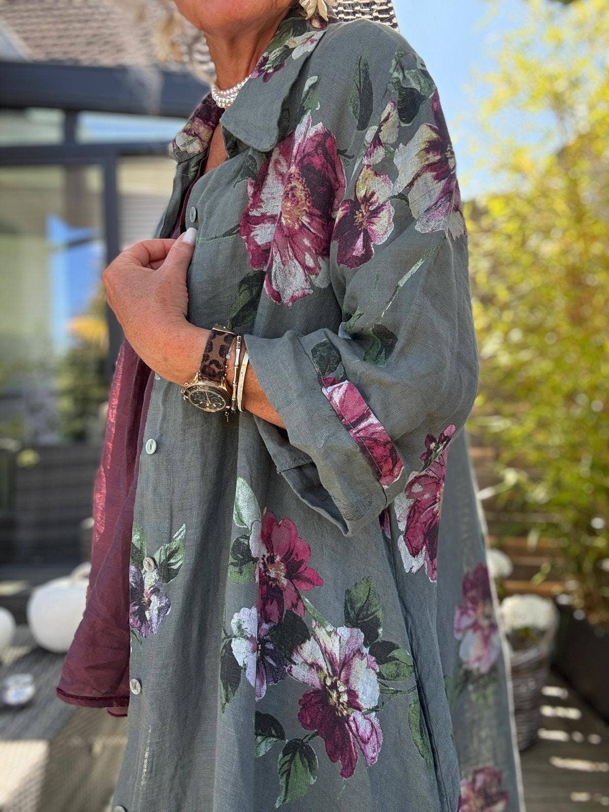 LINEN & COTTON HOUSE - Vente Robe – femme - 8052 E  LONGUE ROBE AVEC POCHES EN LIN  MOTIF 16