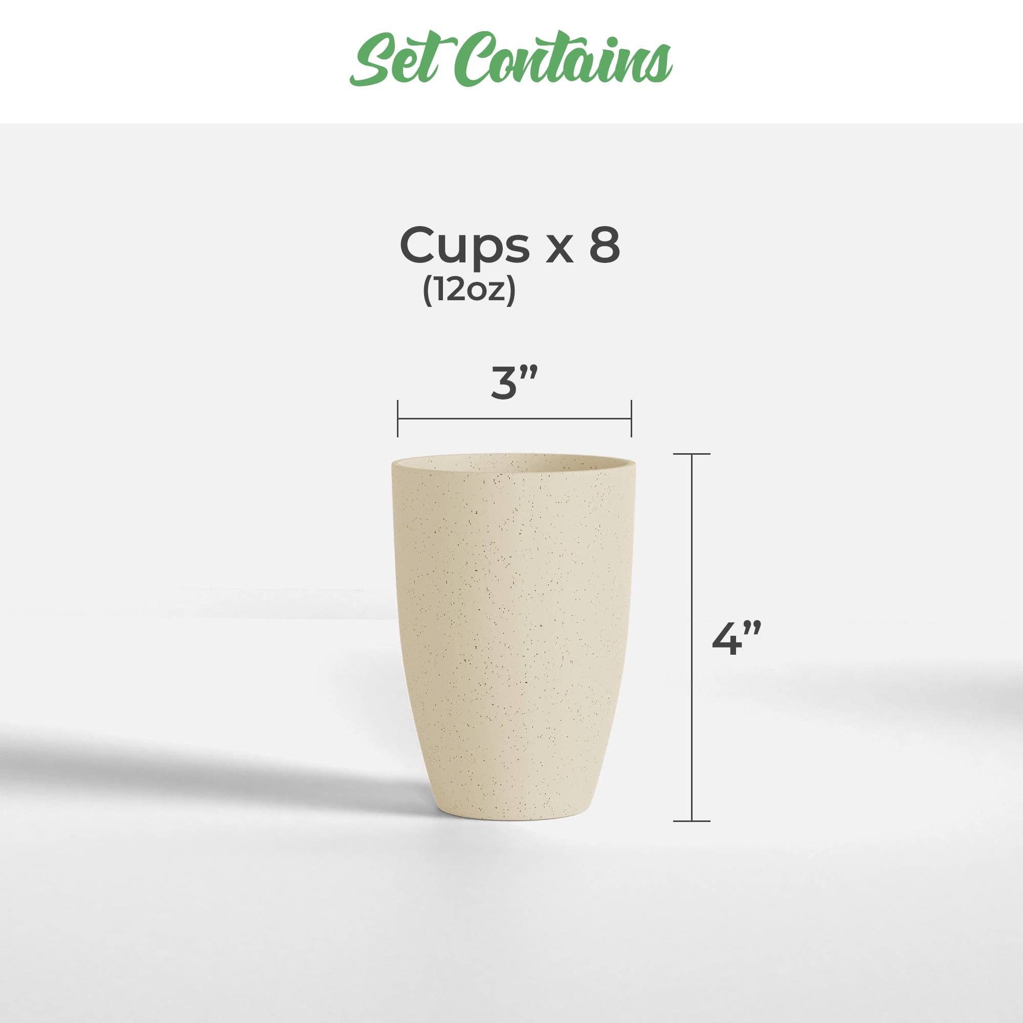 Greendish - Vente Verre/tasse - Ensembles de gobelets à boire en paille de blé écologique légers25