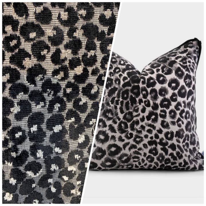 Fancy Styles Fabric – Großhandel Stoff – NEU Baron Clyde Neuheit Italienische Leopardenpolsterung Chenille Samt Grau Schwarz und Weiß