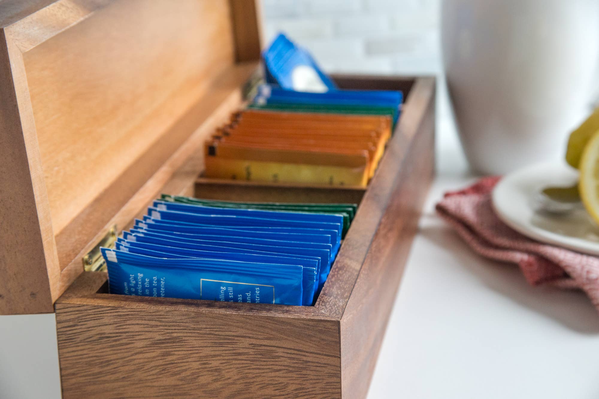 Fox Run Brands - Wholesale Kitchen Storage/Organizer - Ironwood Townhouse Tea Box, Acacia, 14.25" x 4" x 3.5"2