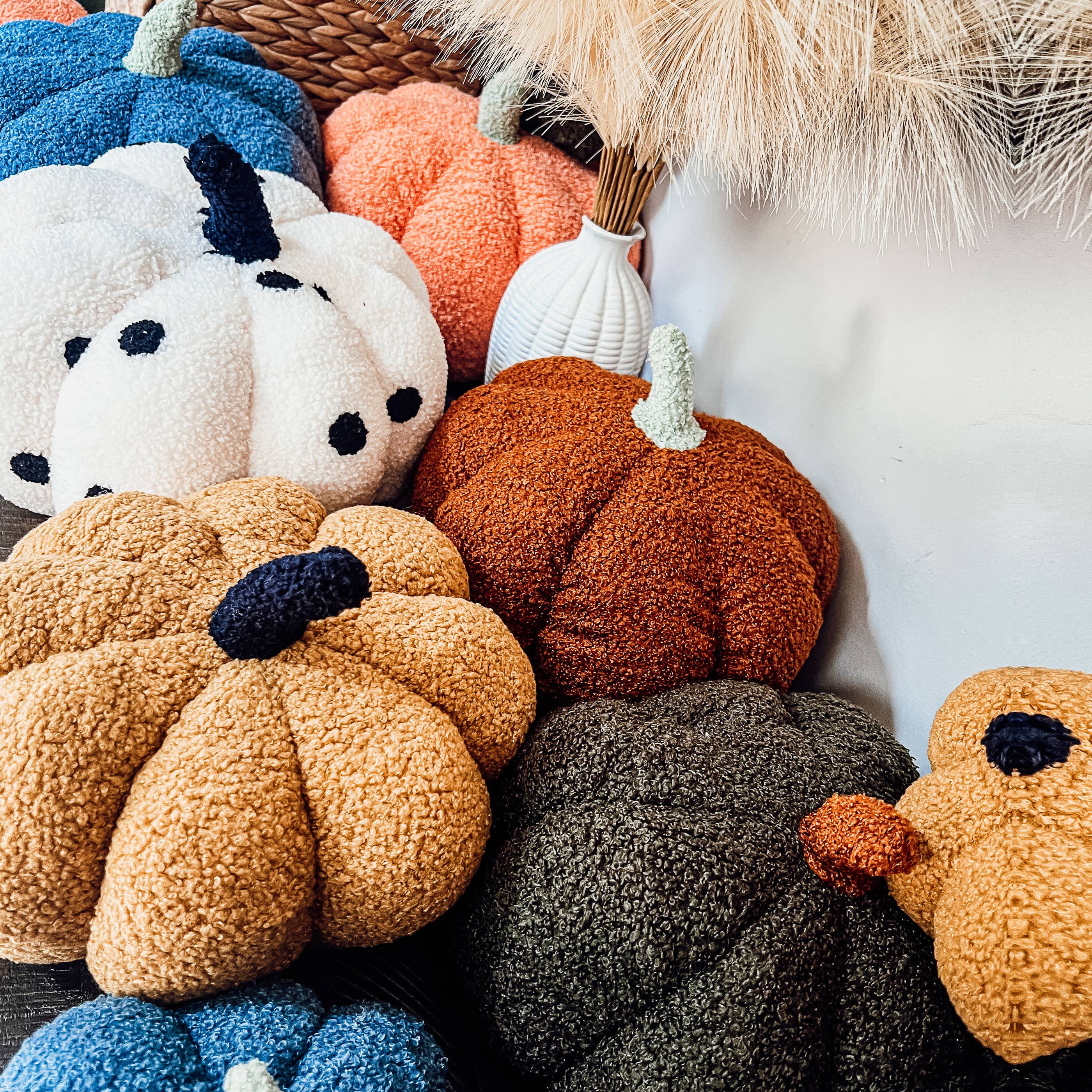 Gia Roma - Wholesale Decorative Tabletop Object - Neutral Fall + Halloween Home Decor, Cute Cotton Pumpkins BW38