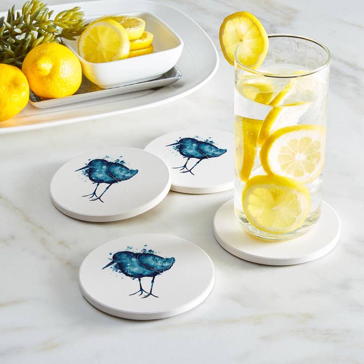 Love Local - Wholesale Coasters - East Coast Water Color Sand Piper | Absorbent Coasters | Set of 4 | Min 21