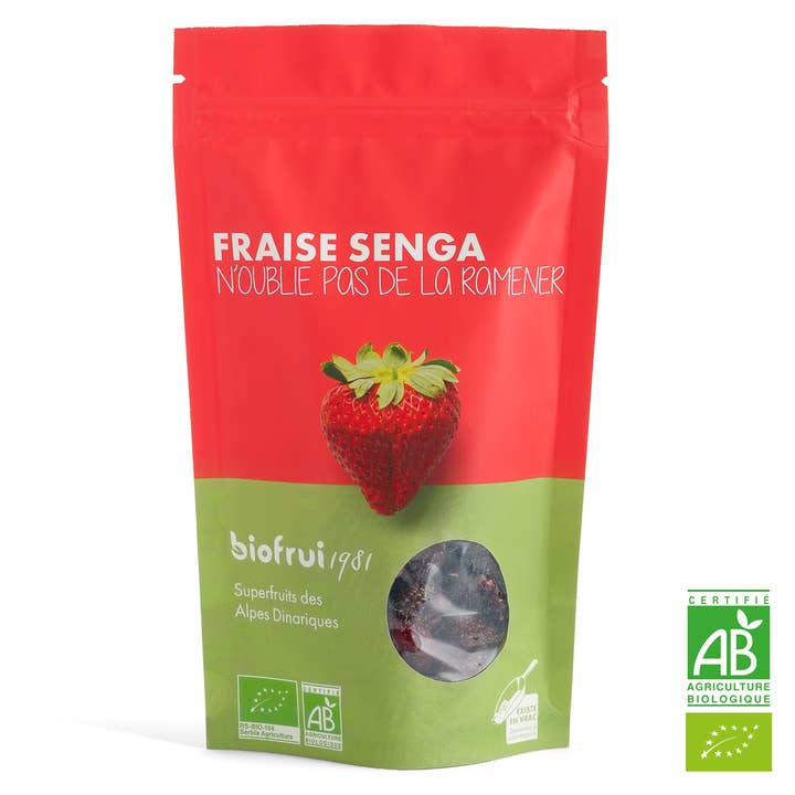 Dried Senga Alpine Strawberry from the Dinaric Alps | Zip Bag 100 g for wholesale by BIOFRUI1981 / Ex-Biofruisec