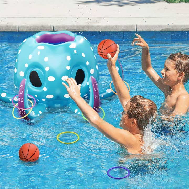 iPlay iLearn - Wholesale Inflatable toy – Child & baby - 2-in-1 Inflatable Octopus - Fun Water Pool Toy Game3