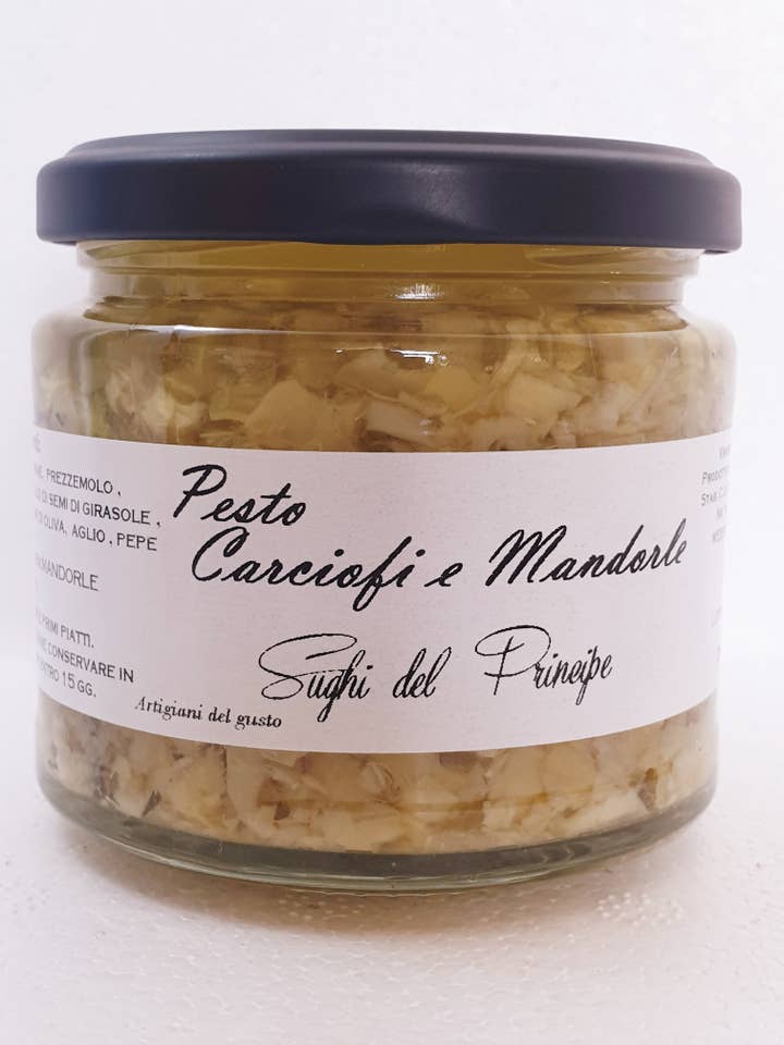 Pesto carciofo e mandorle per la vendita all'ingrosso da parte di Sughi del Principe artigiani del gusto
