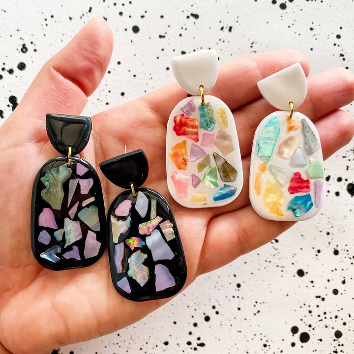 Mermaid Shell handgjorda polymerlera örhängen för wholesale av Lauren Likes Art