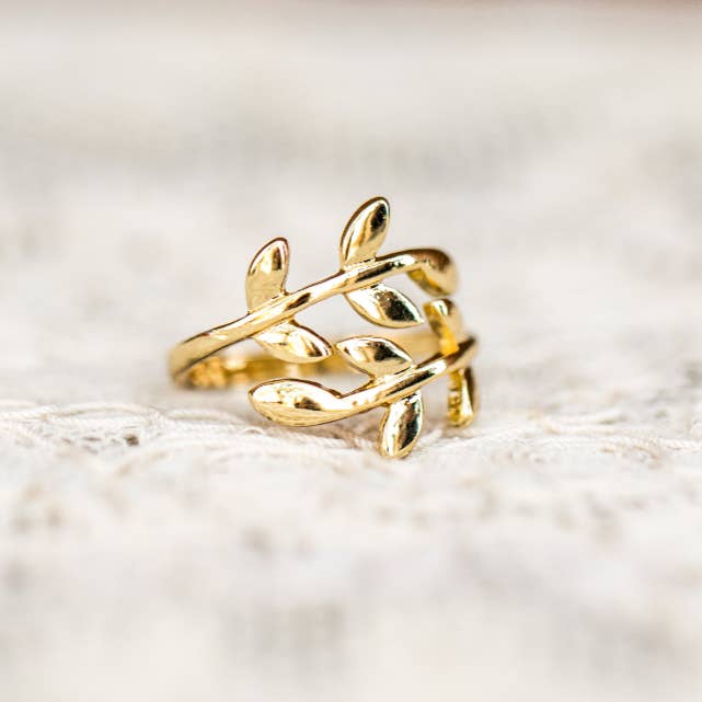 Adjustable Leaf Wrap Ring for wholesale by Adorned by Aisha