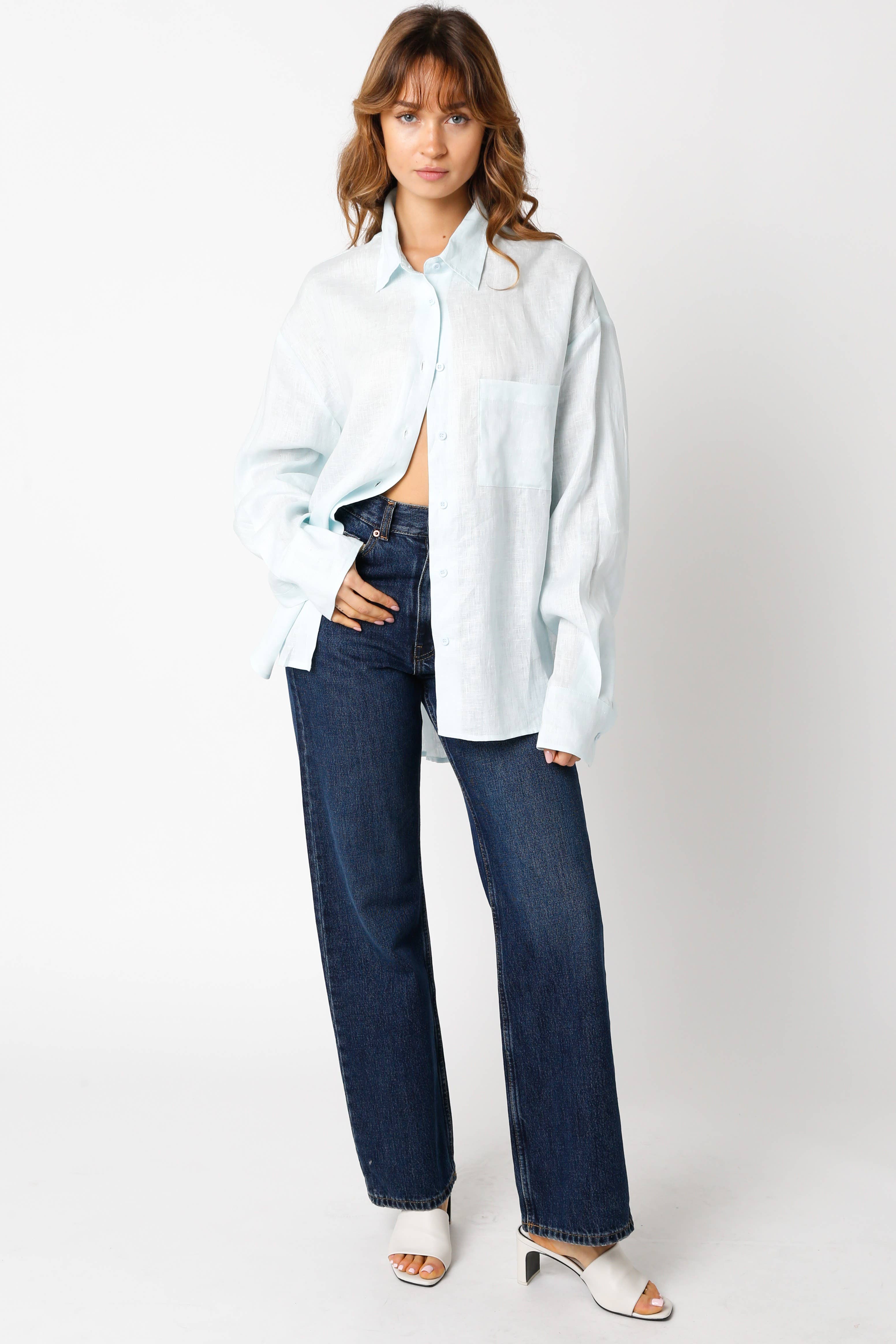 Olivaceous – wholesale Buttoned-down shirt – Women's – Helen Linen Shirt8