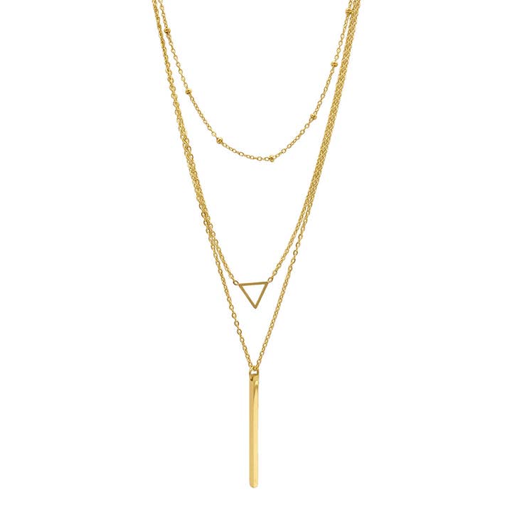 Layered Pendant Necklace Set gold for wholesale by Adornia