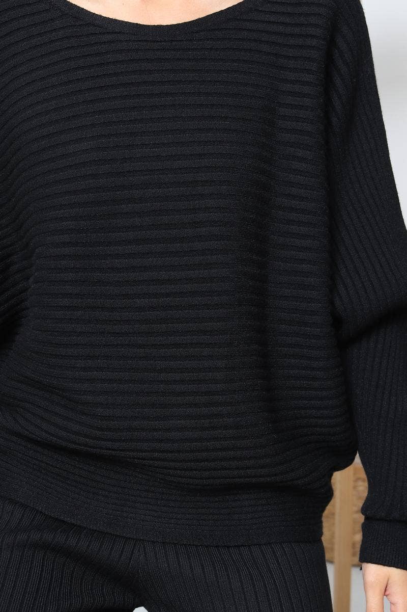 DIX-ONZE - Wholesale Top & Pant Set (NOT Loungewear) - Women's - Ribbed Fine Knit Set – Oversized Sweater & Wide-Leg Pants3