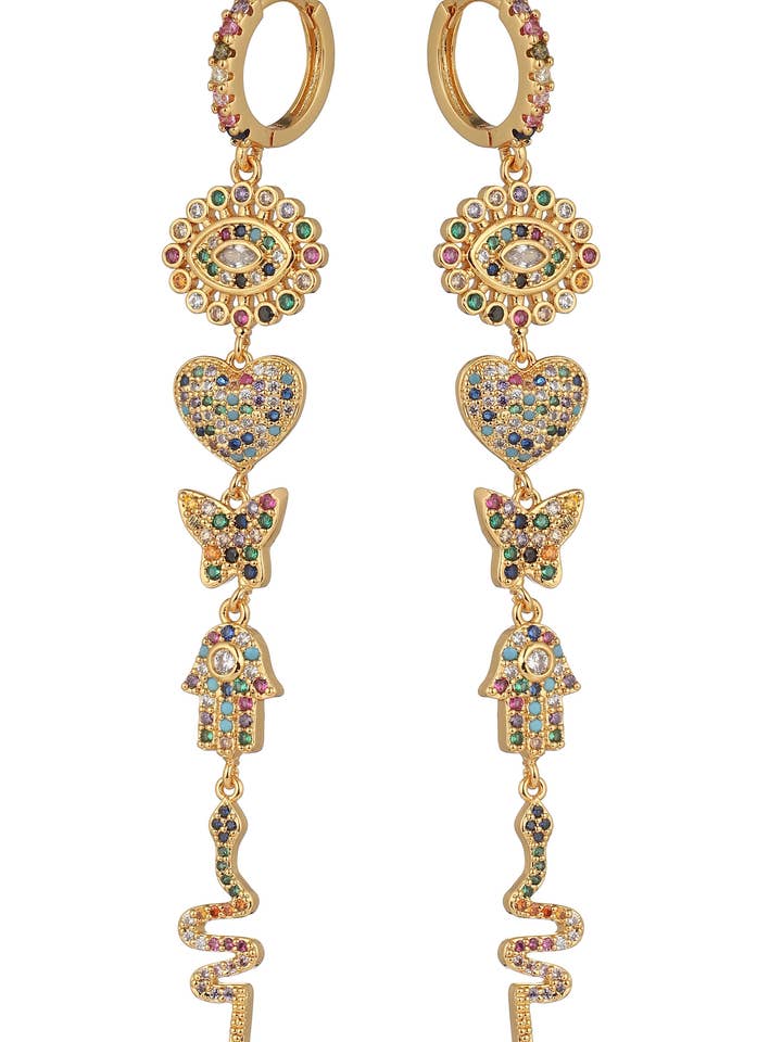 Andrea 18K Gold Plated Cubic Zirconia Motif Earrings for wholesale by Eye Candy Los Angeles