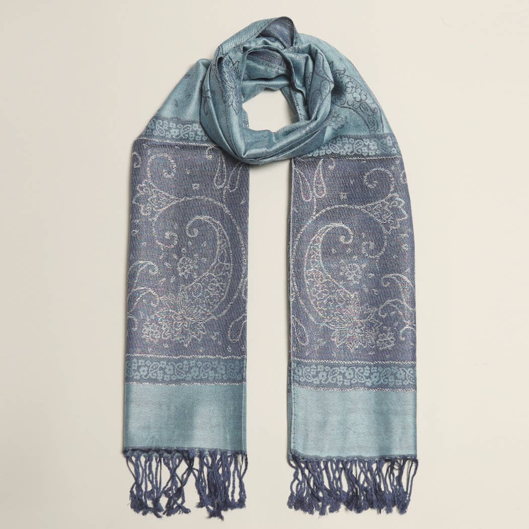 Fashion City - Wholesale Scarf - Women's - Lurex Paisley Pashmina Shawl Scarf Wrap 0