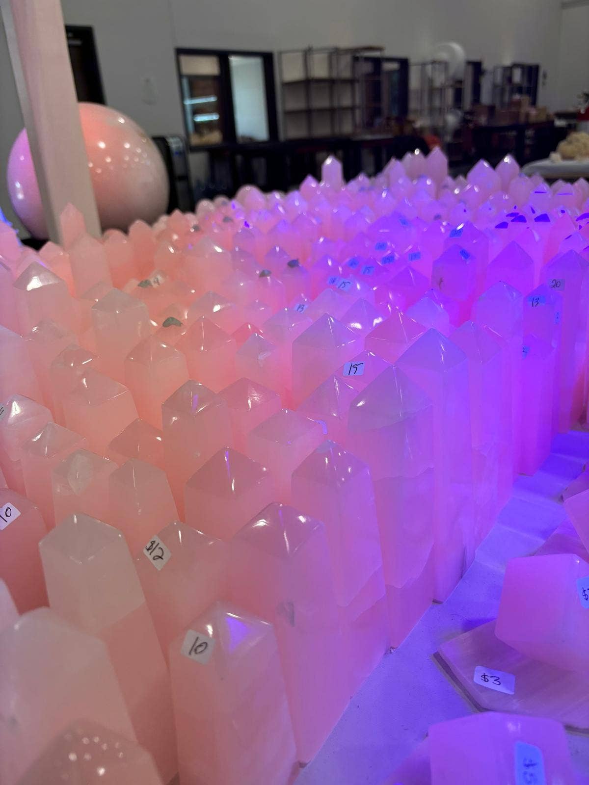 Quasar Gems USA - Wholesale Spiritual Stone/Crystal - Pink Calcite Mangano Calcite Tower Obelisk 1kg/ 2.2lbs  2