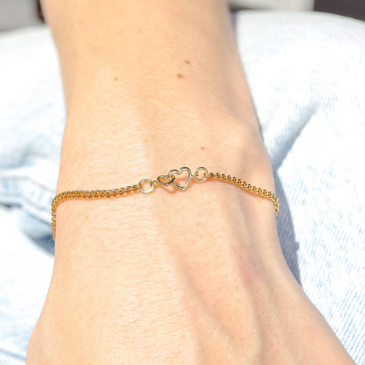 WJW - Wholesale Individual Charm/Pendant - Sterling Silver Double Heart Horizontal Connector Permanent Jewelry Charm3