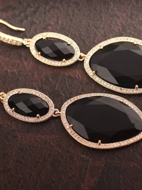 Pendientes de Oro con Gota en Ónix Negro Pavé -"Cisne Negro" para venta al por mayor de SIBYLLADELPHICA
