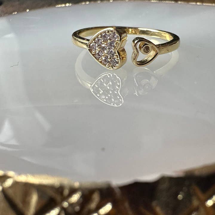 Gemscape UK – wholesale Multi-stone ring – Twin Heart Open Ring - Gold12