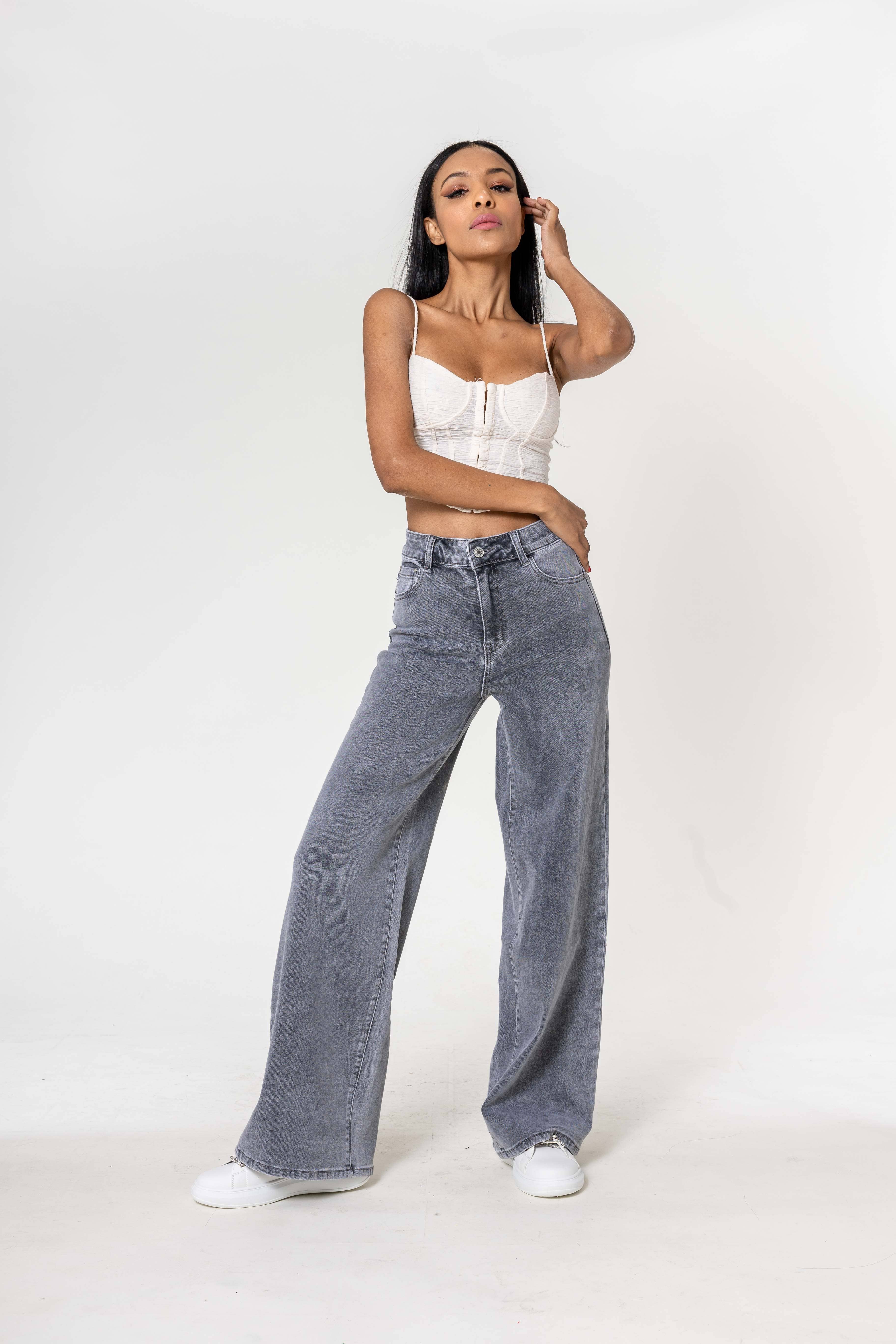 Nina Carter - Vente Jean – femme - Nina Carter super WIDE LEG taille haute stretch YY30037