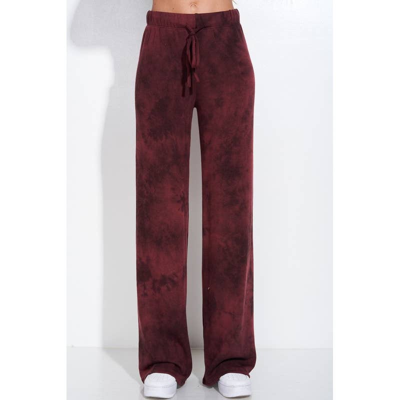 WINE CHARCOAL Tie dye print sleep lounge wear sets for wholesale on Faire9
