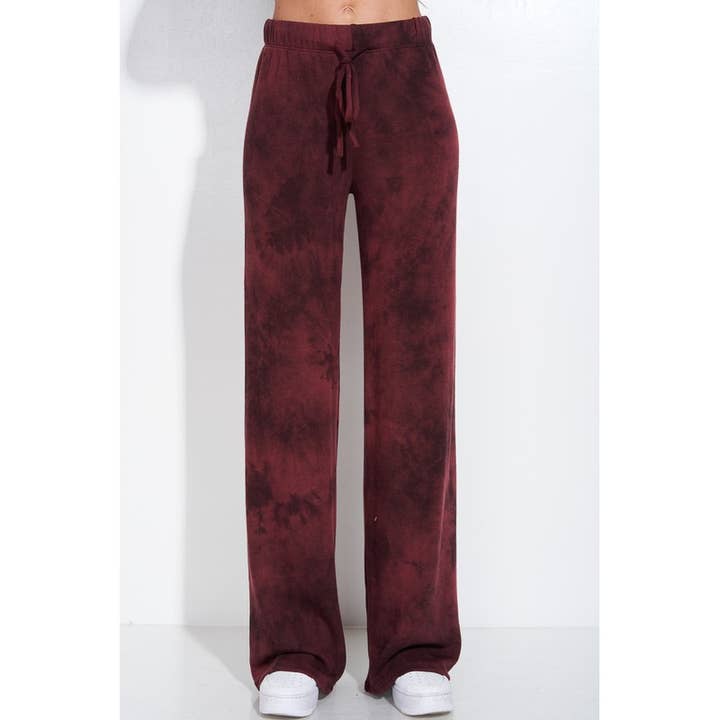 WINE CHARCOAL Tie dye print sleep lounge wear sets for wholesale on Faire9