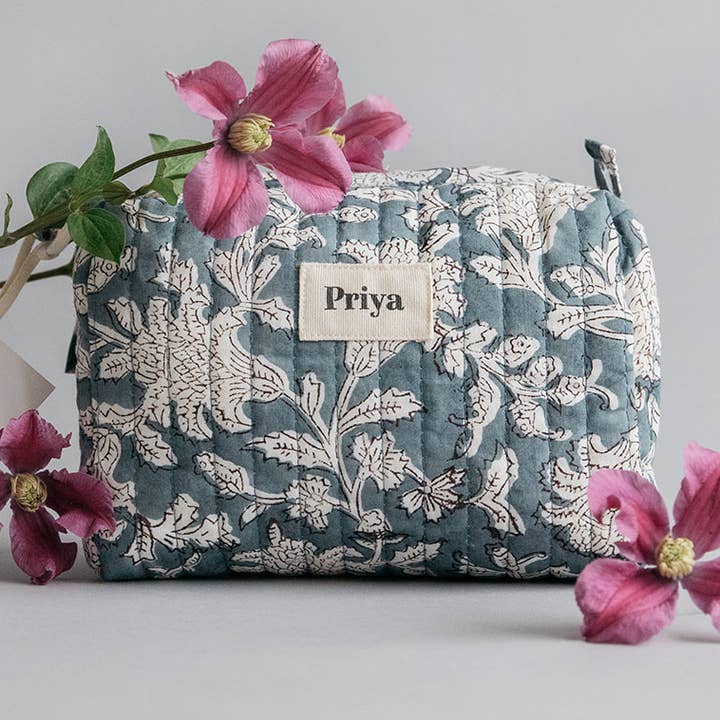 Priya Wear - Wholesale Makeup/Cosmetic Bag - Organic cotton cosmetic bag smoky blu (washbag/pouch/makeup)0