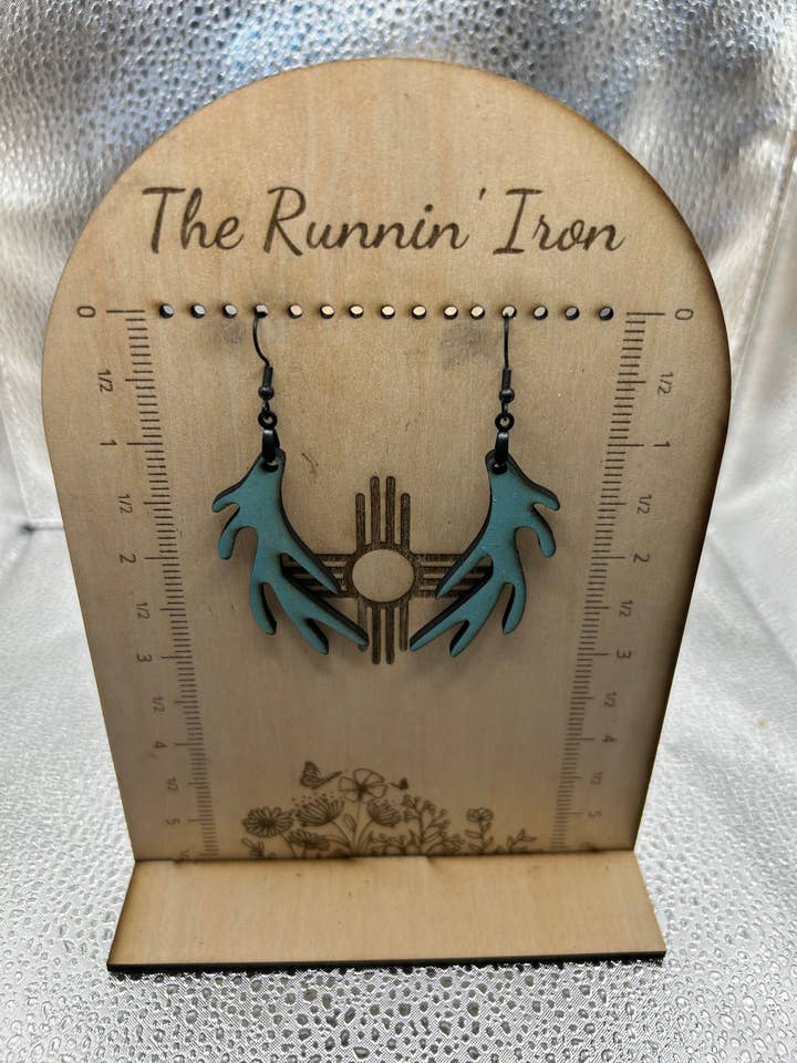 Wooden earrings for wholesale by The Runnin Iron