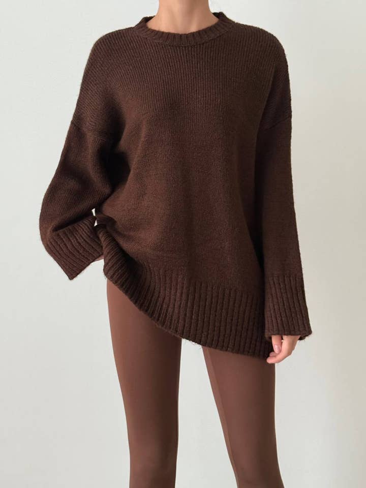 Anaz - Wholesale Knit Sweater - Women's - Oversized Crewneck Sweaters_ hem ribbing3