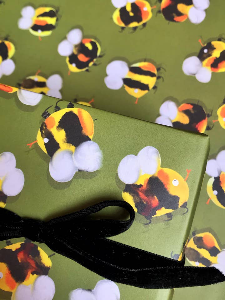 Bumble Bee Gift Wrap for wholesale by Pen and Gwyn