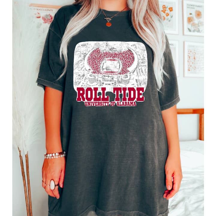 Roll Tide Alabama Football Graphic Tee for wholesale by Gia Gifts Boutique