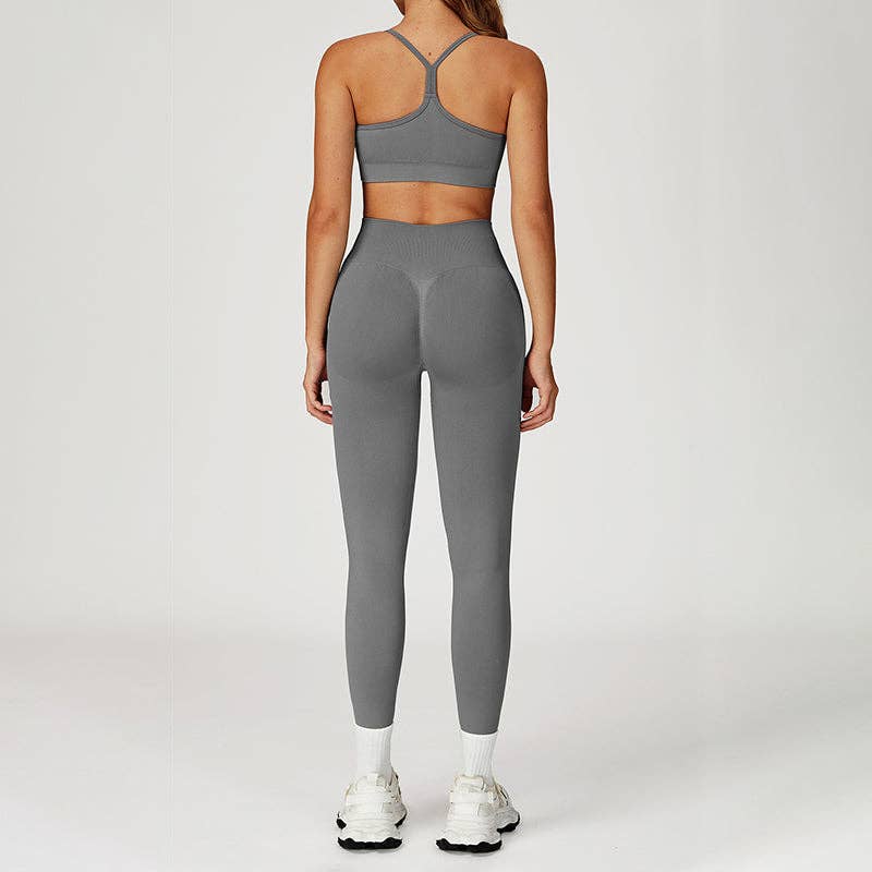 WONDERXFANS – Großhandel Sportbekleidungsset – Damen – Schnelltrocknender Sport-BH + Po-liftende Leggings 2-teiliger Satz15