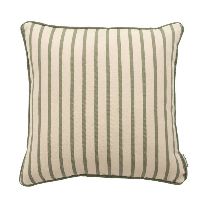Olijfgestreept regulier gepijpt geweven buitenkussen voor wholesale door Hines of Oxford