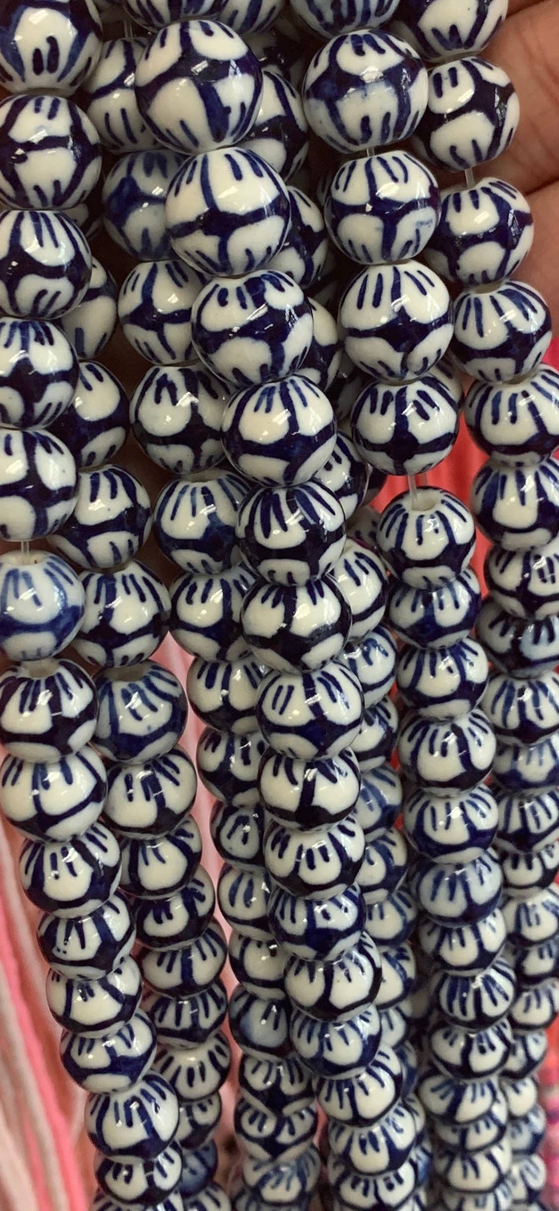 The Bead Bazaar - Wholesale Beads - 32 Porcelian Beads, Greek Boho Accent Beads, Chinoiserie Beads, Ceramic Focal Beads, Hand Painted Beads, Blue Bads, DIY Jewelry For Bracelets3