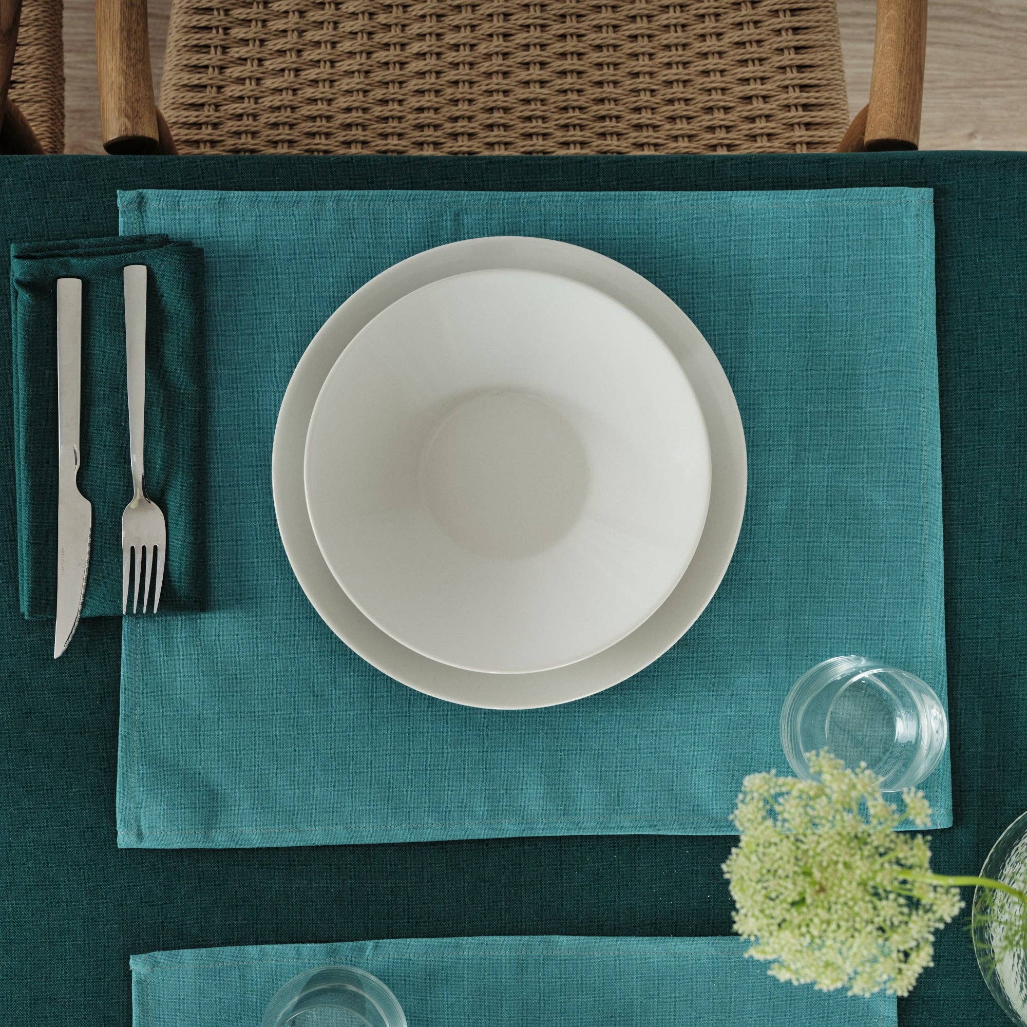 SG HOGAR - Vendita all'ingrosso Tovaglioli da tavola in stoffa - Confezione da 2 tovaglioli tinta unita in lino 100% smeraldo2